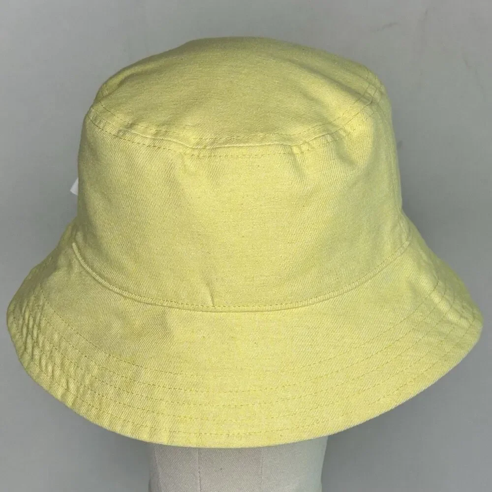 AMERICAN EAGLE Reversible Smiley Face Bucket Hat Sz O/S Yellow White Summer